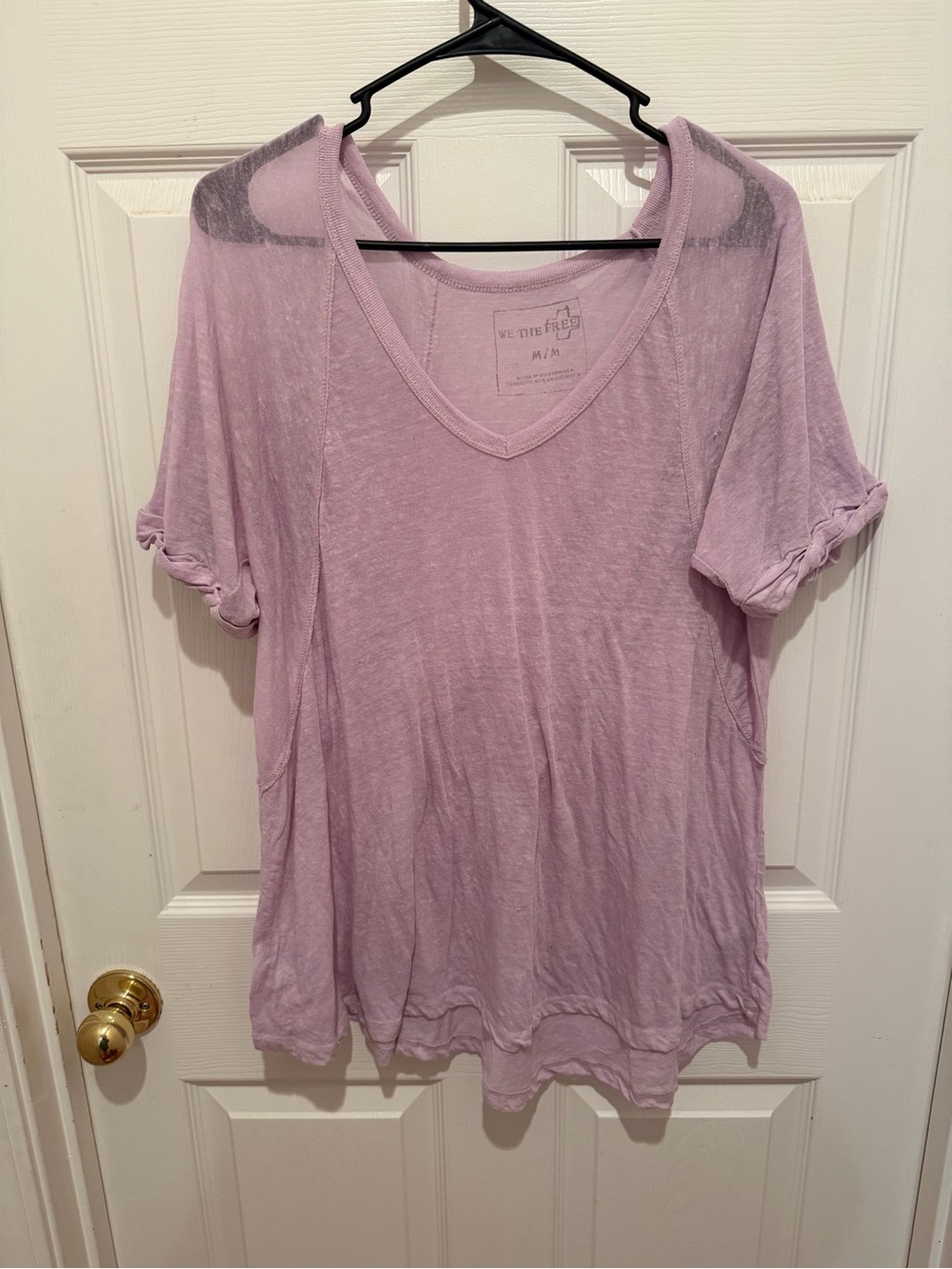 Free People We The Free Lavender Pink Oversized V Neck Tee Medium